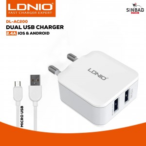 شاحن ماركة لدنيو LDNIO DL-AC200 2.4A USB*2 ISO/ANDROID