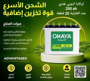 بطارية اوكايا انبوبي هندي OKAYA PowerUP OPHT20336