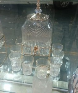 ابريق زجاجي مزخرف + 8 كاسات