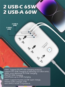 3 منافذ تيار متردد و4 منافذ USB لشريط الطاقة  LDNIO SC3416