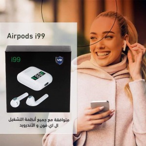 سماعات بلوتوث مع شاشة ديجيتال  I99 AIRPODS HEADPHON