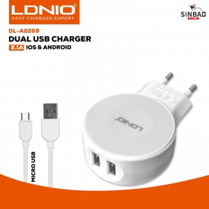 شاحن ماركة لدنيو LDNIO A2269 2.1A USB*2 ISO/ANDROID