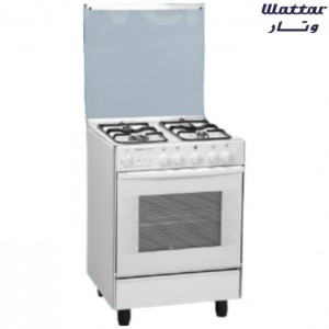 موقد غاز 4 رؤوس غاز مزود بفرن متعدد الوظائف - لون أبيض - Wattar OVENS COOKER 6540 Easy من وتار