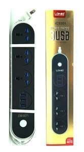 مقبس تيار متردد LDNIO 3301  مع 3 فتحات USB