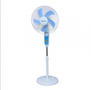 مروحة ستاند تعمل بالطاقة الشمسية قابلة لإعادة الشحن بقياس 16 إنش، مع إضاءة طاردة للبعوض وجهاز تحكم