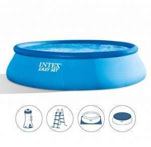 مسبح عائلي دائري+فلتر ماء+سلم+غطاء مسبح+مدة تحت المسبح intex 26166