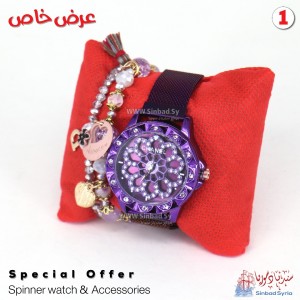 عرض ساعة مغناطيس لون موف +  اسوارة مميزة 