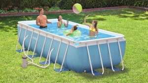 مسبح مستطيل عائلي + سلم + فلتر تقنية مياه + مدة تحت المسبح وغطاء للمسبح intex 26792