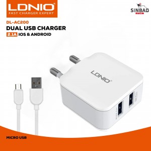 شاحن ماركة لدنيو LDNIO DL-AC200 2.1A USB*2 ISO/ANDROID