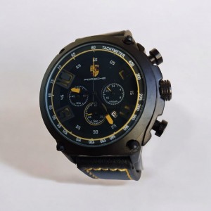 ساعة رجالي سبور اسود اصفر بورش - كرونوغراف