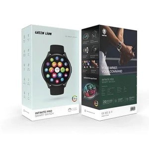 ساعة جرين لايون بشاشة مدورة انفنتي بشاشة سوبر اموليد  بلون اسود  Infinite pro